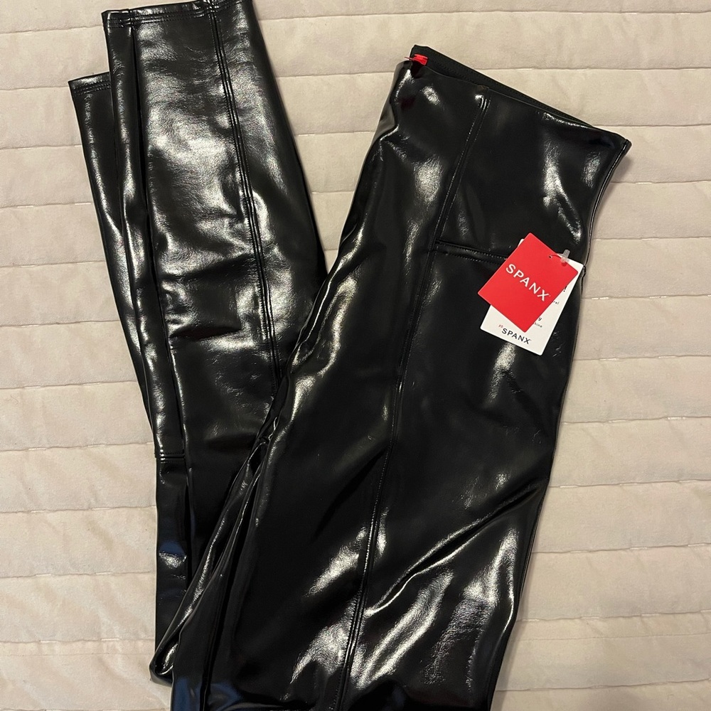 Spanx black faux leather leggings